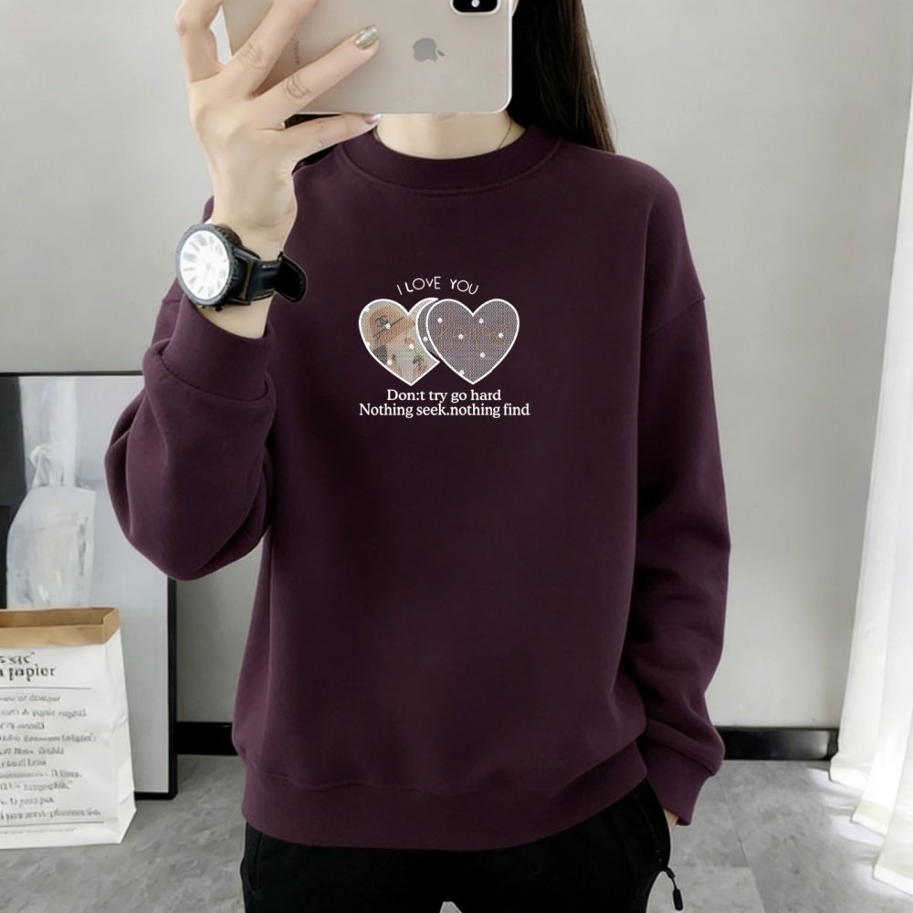 圆领秋冬卫衣女加绒加厚宽松显瘦长袖外套休闲套头外穿百搭上衣服