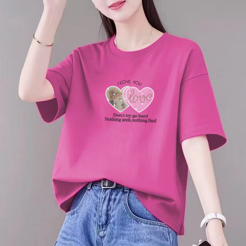 2026新款夏季洋气短袖t恤女宽松显瘦遮肉大码胖mm纯棉体恤上衣服