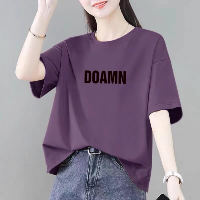 洋气减龄夏季短袖T恤女2026新款宽松舒适休闲大码上衣时尚体恤衫