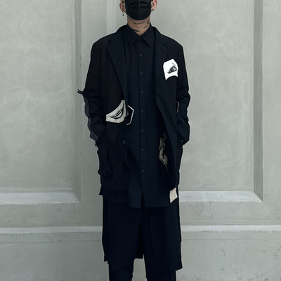 -EvanXX 原创暗黑风朝仓优佳手稿眼睛鬼手鬼脸亚麻西装