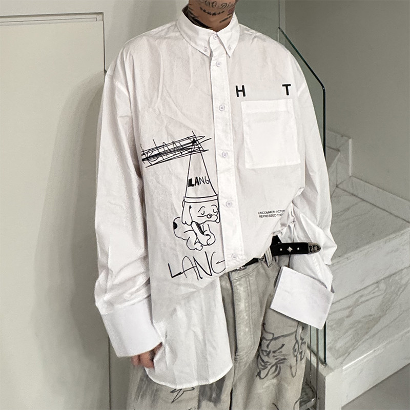 小狗廓形宽松立裁衬衫