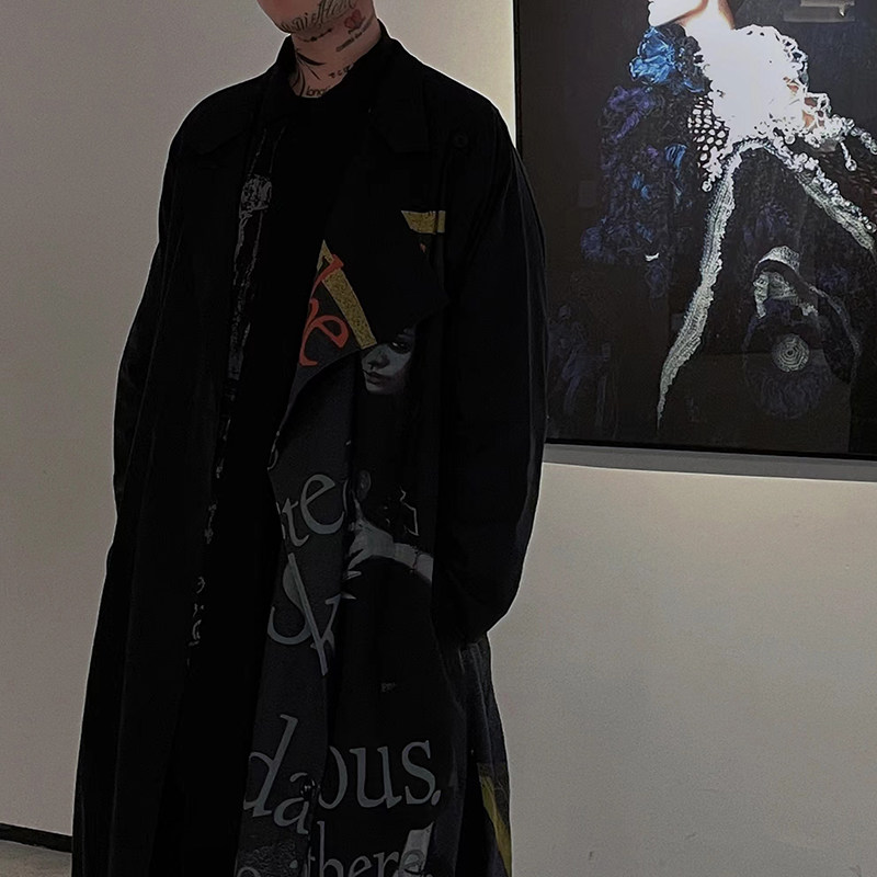 -EVANXX ORIGINAL YOHJI YAMAMOTO DARK WIND MURDER OLD MAN COAT WOOL TRENCH COAT JACKET