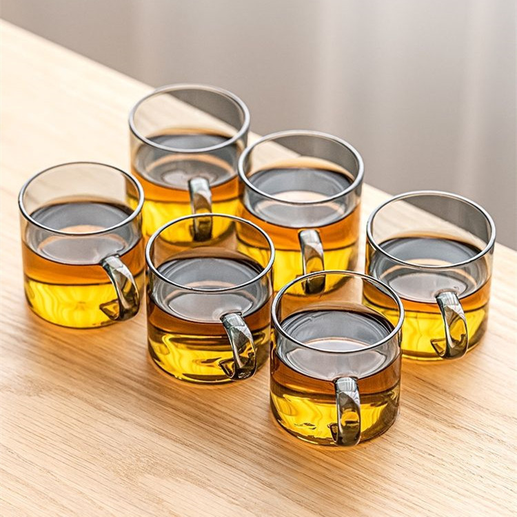 耐热玻璃杯带把品茗杯功夫茶具套装耐高温喝茶杯子茶碗高硼硅