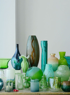 现代极简仿瓷玻璃花瓶家居客厅卧室摆件干花桌摆花器轻奢装饰供应