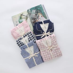 纯棉睡衣春秋睡衣两件套春季 长袖 长裤 全棉双层纱布儿童家居服套装