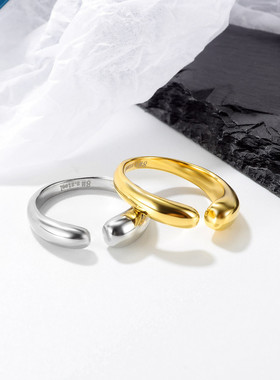 欧美蛇形线条开口钛钢戒指简约潮百搭光面指环配饰品厂家直销现货