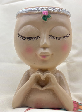 家居比心女孩收纳小摆件多肉花盆笔筒现货