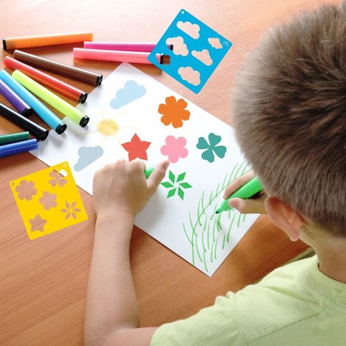 彩色几何绘画模板镂空图案画画板儿童手工临摹板涂鸦模板手工DIY