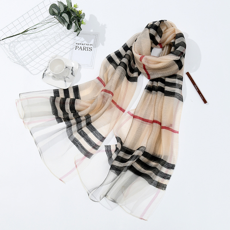 秋冬围巾男女款舒适时尚菠萝纹格子丝巾围巾披肩高级百搭春秋韩版