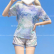 运动分体纯欲少女游泳衣女款 多巴胺莫奈水彩短袖 Closet新款 Mimoi