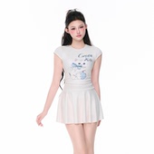 游泳衣女款 Mimoi 保守遮肚泳装 可爱猫咪少女甜美裙式 Closet新款