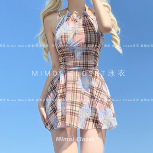 Mimoi Closet【鹿屿】新款可爱连体挂脖裙式少女纯欲游泳衣女款