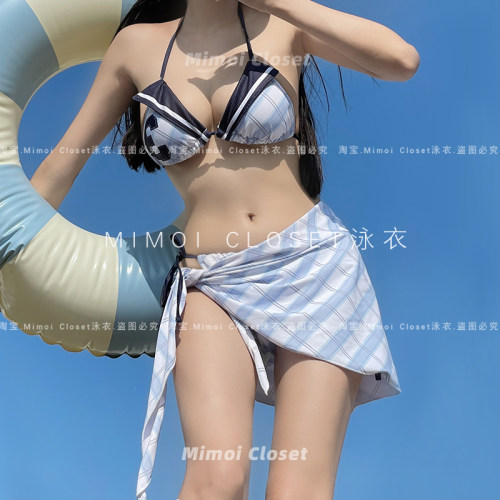 MimoiCloset海军蓝性感游泳衣