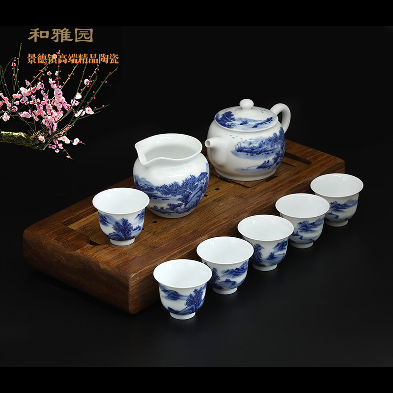 景德镇陶瓷茶具高端8头手绘
