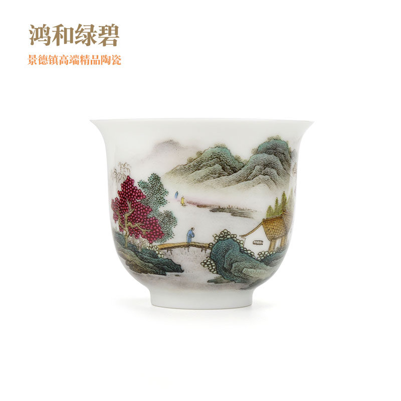 诚德轩 景德镇陶瓷茶具品茗杯 高档粉彩瓷器手绘姑苏城外 100ml