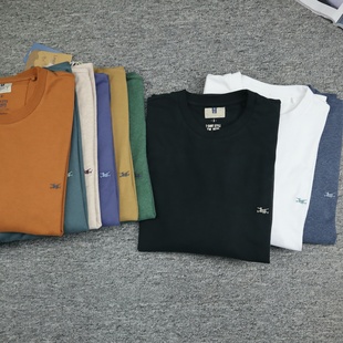 T恤圆领宽松休闲百搭打底上衣春秋季 长袖 80%棉 男式 外贸原单