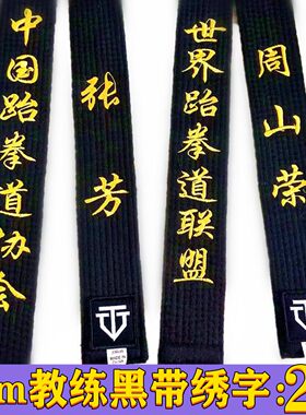 跆拳道黑带教练道带绣字空手道柔