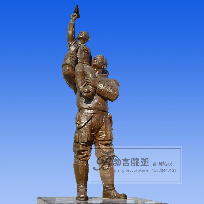 玻璃钢空军雕塑现代部队人物航天员宇航员雕塑航空主题公园铜雕像