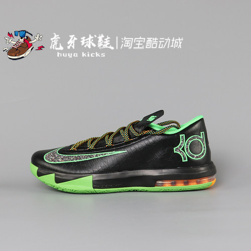 虎牙球鞋 Nike Zoom KD6 杜兰特6代 黑绿男子低帮实战 IH3582-001