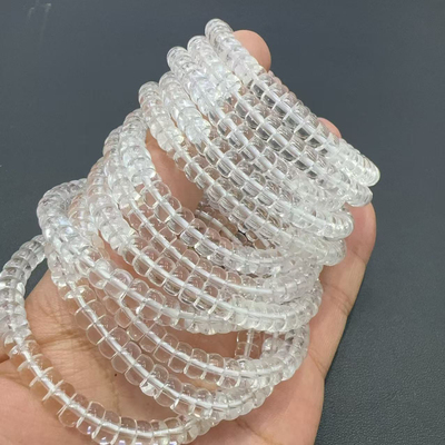工厂价天然白水晶药片手串算盘光面直切散珠隔珠项链6mm单圈手链
