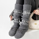 复古袜套女民族风烟灰色小腿袜咖色中筒堆堆袜秋冬款 保暖针织腿套