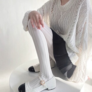 微透烟灰色网袜丝袜 薄款 复古镂空爱心麻花白色连裤 袜女春秋季