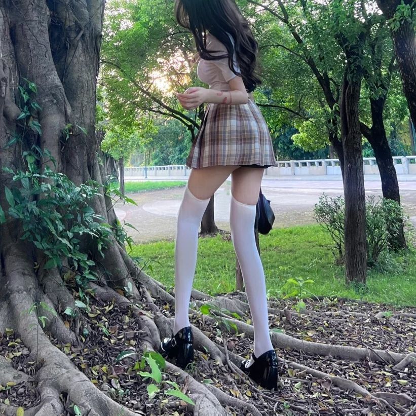 JK白丝面膜质感哑光白色天鹅绒丝袜日系Lolita显瘦打底袜萝莉长袜