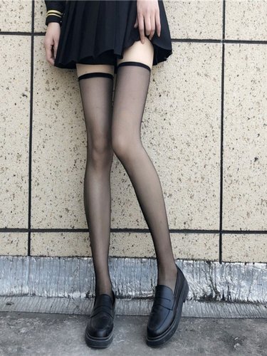 白丝萝莉过膝袜夏季薄款透明丝袜长筒大腿jk高筒潮性感黑丝袜子女
