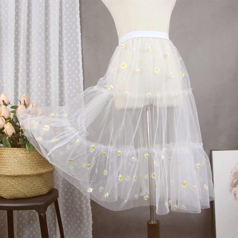 仙女裙蛋糕半身裙拼接款大裙摆蓬蓬裙小雏菊伞裙A字裙罩裙穿