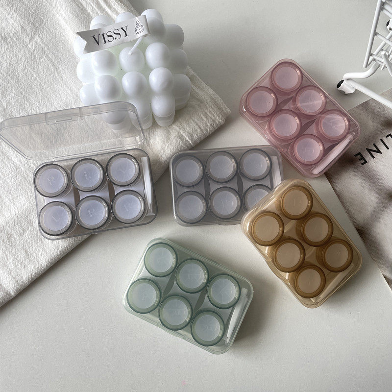 像鱼夏日冷淡风简约便携隐形眼镜盒子伴侣护理盒美瞳盒b33三付装