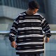 T恤男 秋冬条纹口袋纯棉圆领重磅小领口宽松长袖 清仓 PAXOM