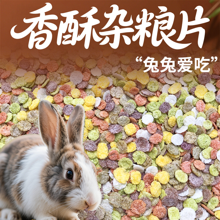 五谷杂粮片兔子零食仓鼠兔龙猫天竺鼠磨牙金丝熊玉米零食饲料500g