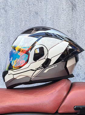 orz头盔摩托车头盔男女揭面盔双镜3C认证机车冬季个性电摩全盔