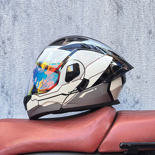 orz头盔摩托车头盔男女揭面盔双镜3C认证机车冬季个性电摩全盔