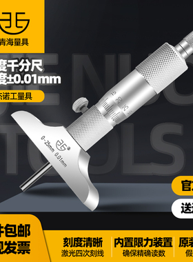 青海深度千分尺0-25 0-100mm0.01圆头孔深测量螺旋测微器高精度