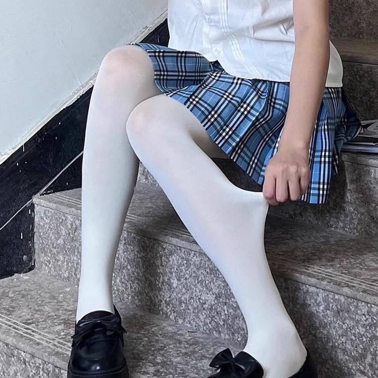 新款九分开档白色加绒男女丝袜春秋冬天鹅绒打底裤袜踩脚黑丝免脱
