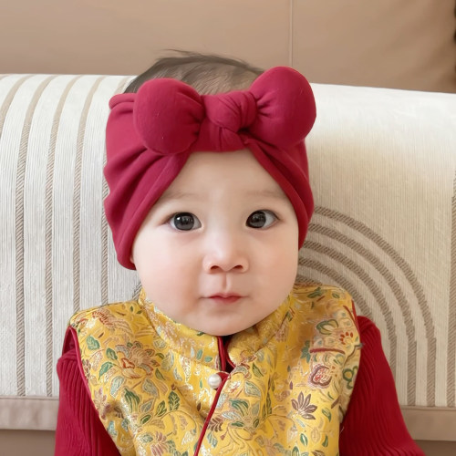 婴儿发带春秋男女宝宝护囟门纯色满月百天蝴蝶结婴幼儿小月龄发饰