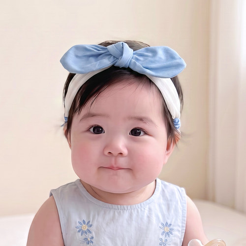 韩版婴儿发带洋气软牛仔蓝色蝴蝶结女宝宝发饰柔软可爱百搭头饰