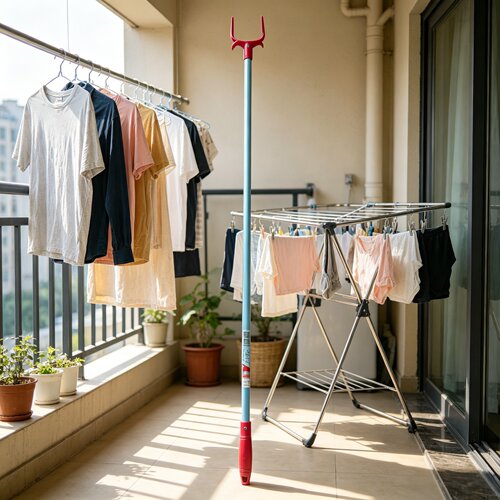 【伊司达单杆衣叉全长约100CM】阳台家用晾晒衣撑晾衣杆