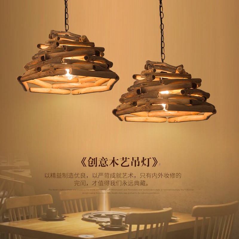 美式乡村复古实木吊灯创意怀旧酒吧台餐厅民宿漫咖啡厅服装卡座灯