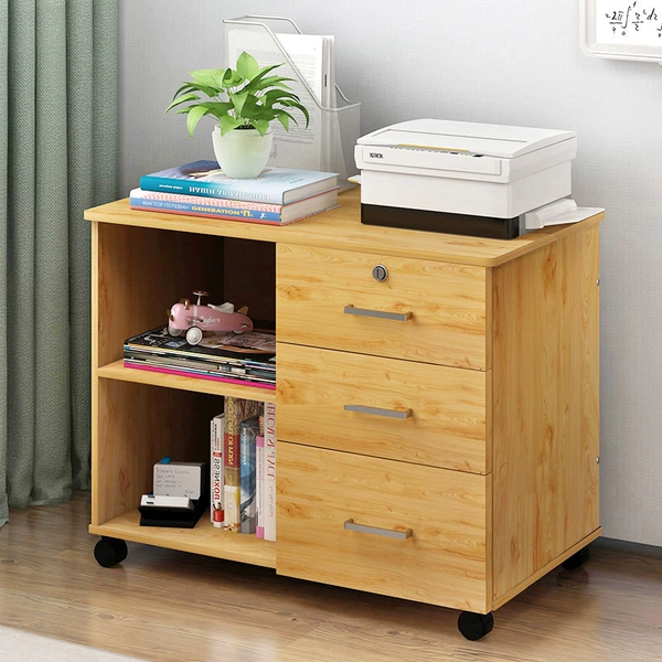 Buy Desk Side Cabinet File Cabinet Three Drawers Locked Floor Mounted Movable Cabinet Table Small Cabinet Storage Cabinet Wooden Material On Ezbuy Sg