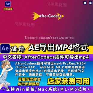 AfterCodecs中文PR/AE插件渲染mp4视频格式导出支持Win/MAC
