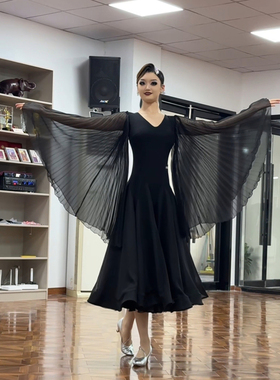 懒猫onue高端定制【MM667】摩登舞连衣裙 黑色国标舞比赛演出裙子