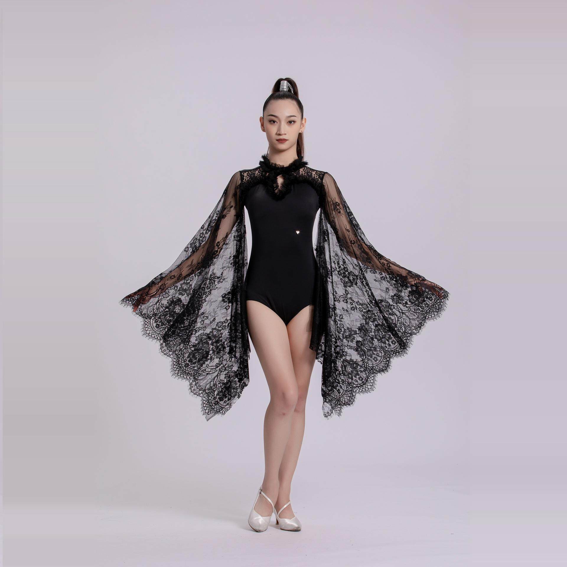 懒猫334onue高端定制摩登舞服黑色蕾丝设计感舞台演出服舞蹈