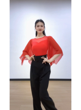 懒猫onue高端定制【MM1181】摩登舞服上衣红色舞台演出服艺考服女