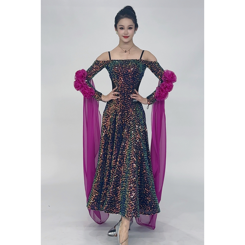 懒猫onue高端定制【MM585】摩登舞连衣裙 专业国标舞表演闪亮舞裙