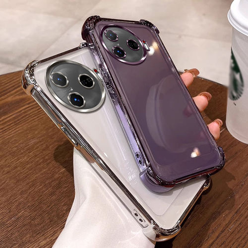 四角气囊防摔适用传音tecno camon30pro手机壳透明Transsion camon30pro外壳4g软全包保护套纯色简约男女电镀