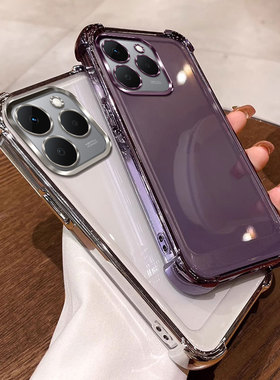 四角气囊防摔适用传音tecno spark40手机壳透明Transsion spark 40外壳软全包电镀保护套.网红纯色简约男女潮