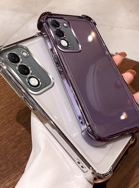 四角气囊防摔适用vivoy04手机壳透明y04保护套男女外壳软简约电镀简约ins风全包软壳tpu硅胶个性网红可爱情侣