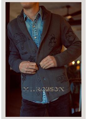 【限量刺绣款】MTRobson 青果领重磅纯棉开衫夹克毛衣美式复古